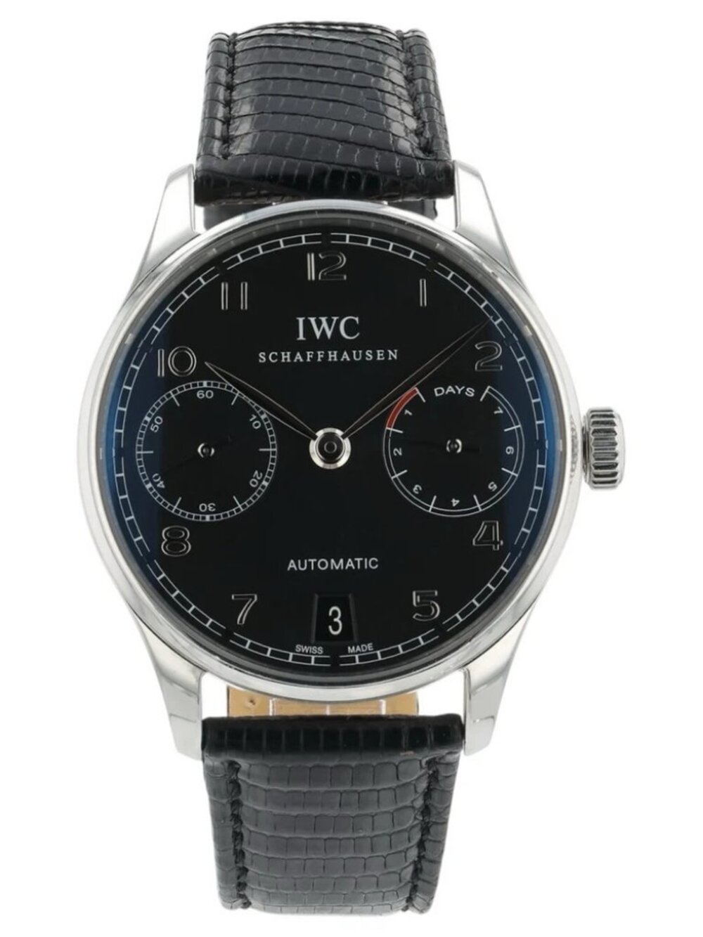 IWC Portuguese Stainless Steel Black Dial 42mm Automatic Movement Mens
